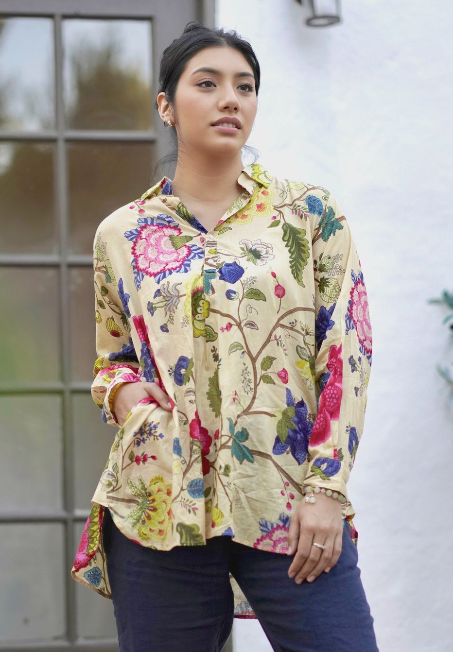 Dolma Anoushka Print Top - Beige