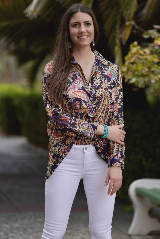 Dolma Boyfriend Shirt Tunic - Black &amp; Mulit