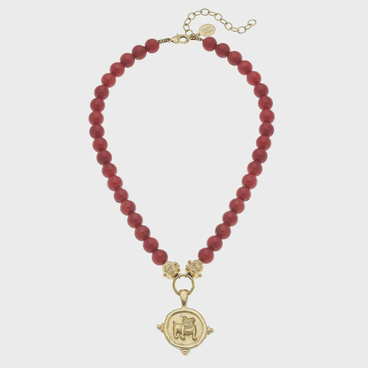 Bulldog Red Coral Necklace