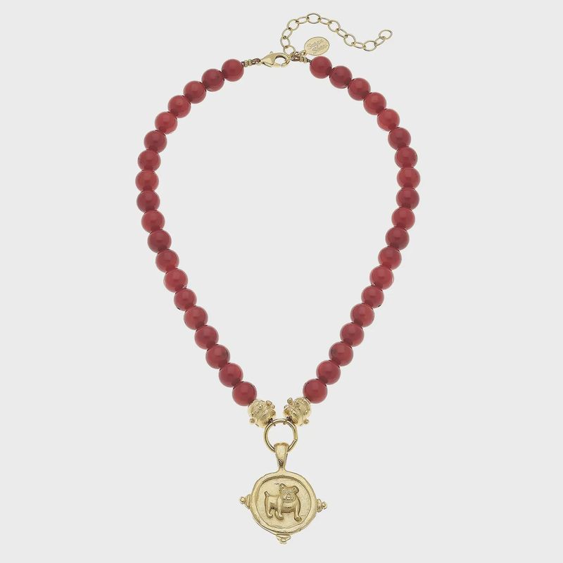 Bulldog Red Coral Necklace