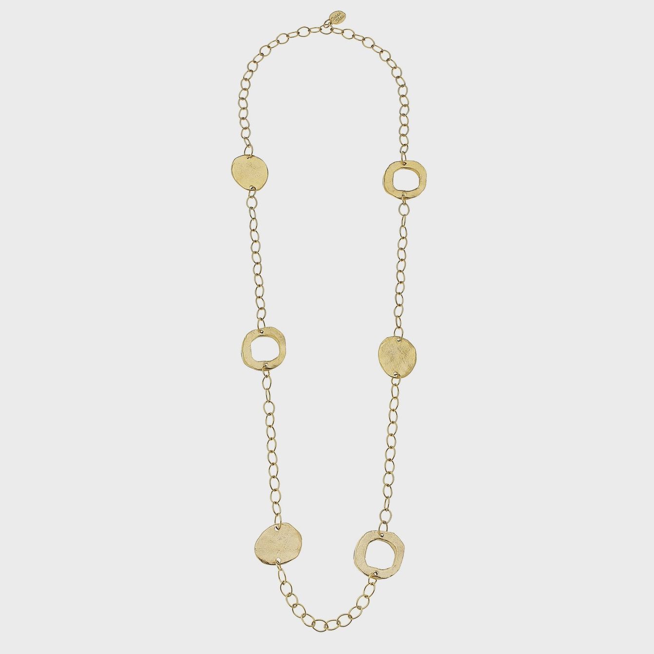 Circle Long Chain Necklace (3432R), Material: Gold
