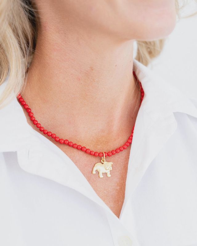 Bulldog Red Coral Alys Necklace (3025r)