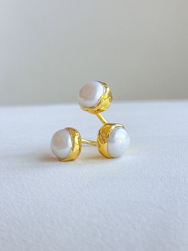 Triple Pearl Gold Ring