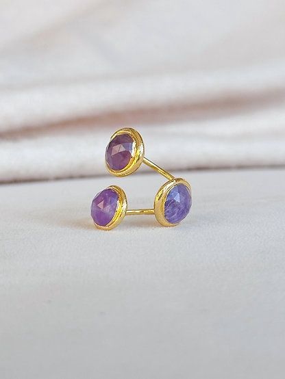 Triple Amethyst Gold Ring