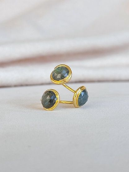 Triple Labradorite Gold Ring
