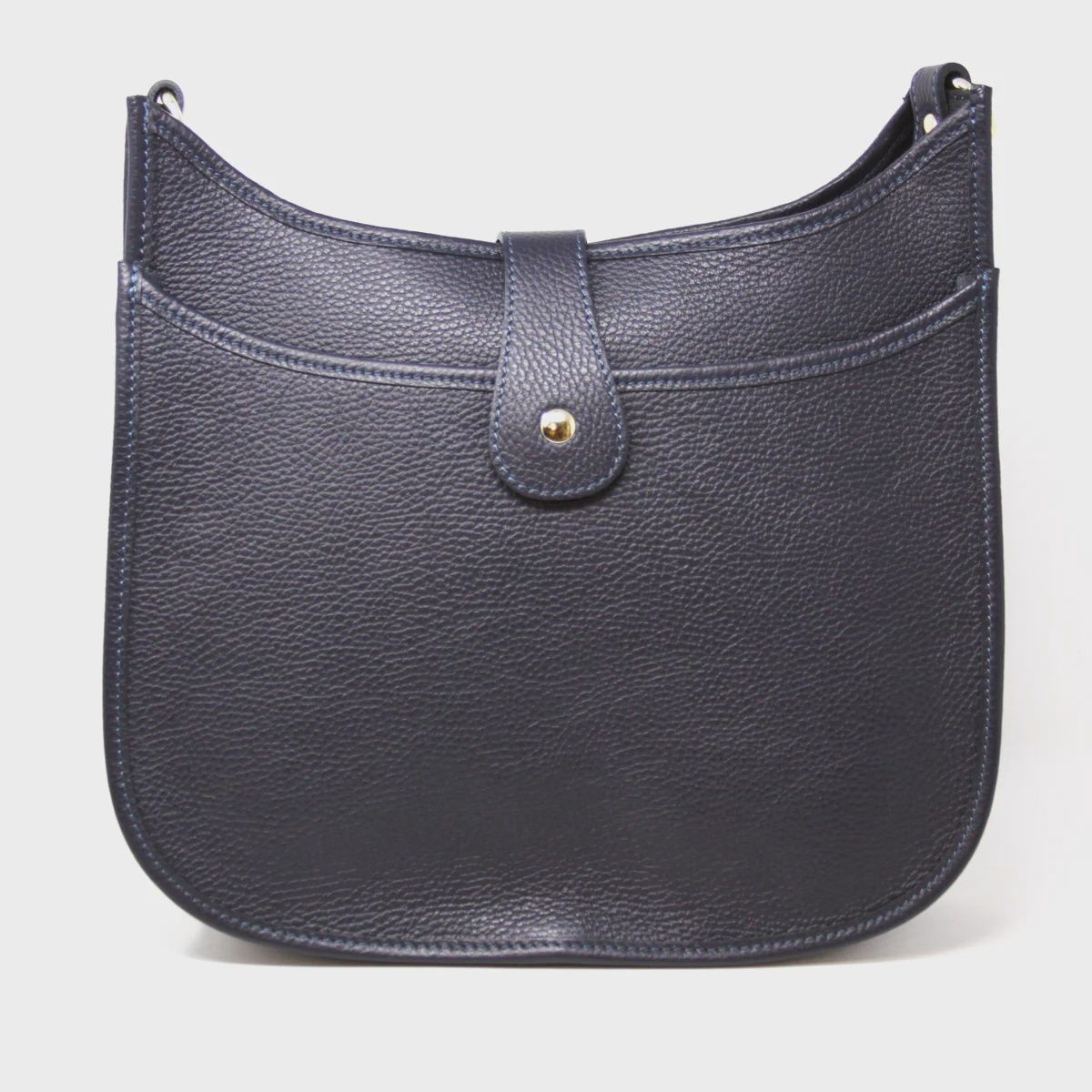 Italian Leather Big Messenger Bag, Color: Navy Blue
