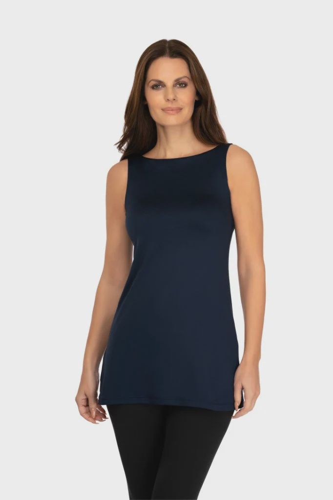 A&#39;Nue Longer High Scoop Tank Top (ABL087) Black
