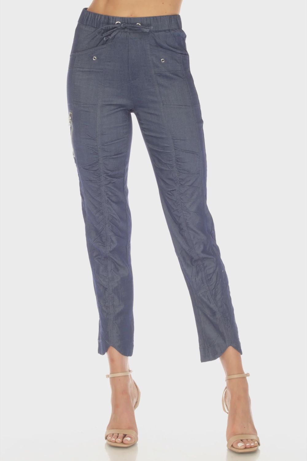 Carine Ruched Scalloped Cargo Pant (C2401) Denim