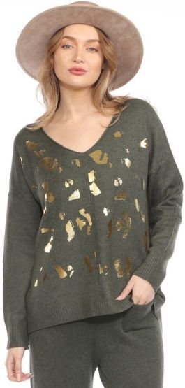 Flora Ashley Foil Sweater (9638) Olive