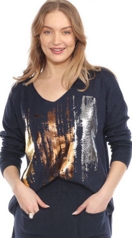 Flora Ashley Foil Sweater (9638) Navy