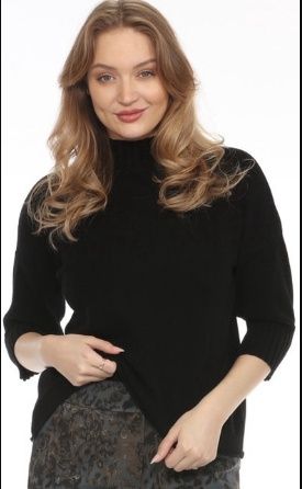 Flora Ashley Mock Neck 3/4 Sleeve Sweater (9829) Black