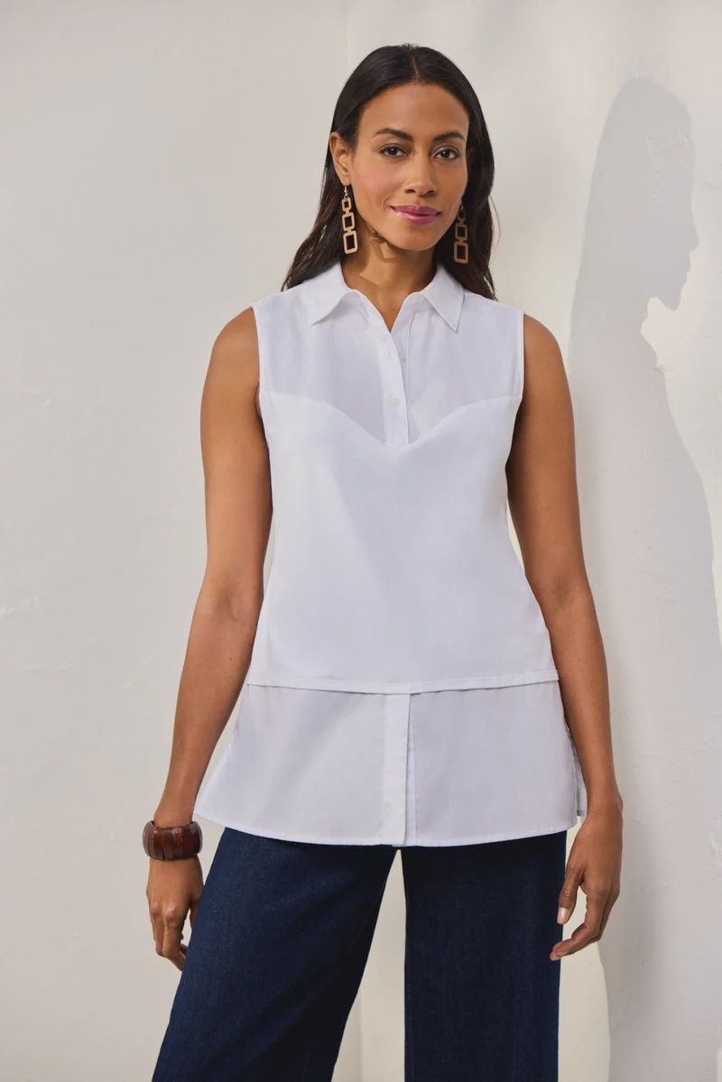 Foxcroft Sasha Sleeveless Layering Tank (199536) White