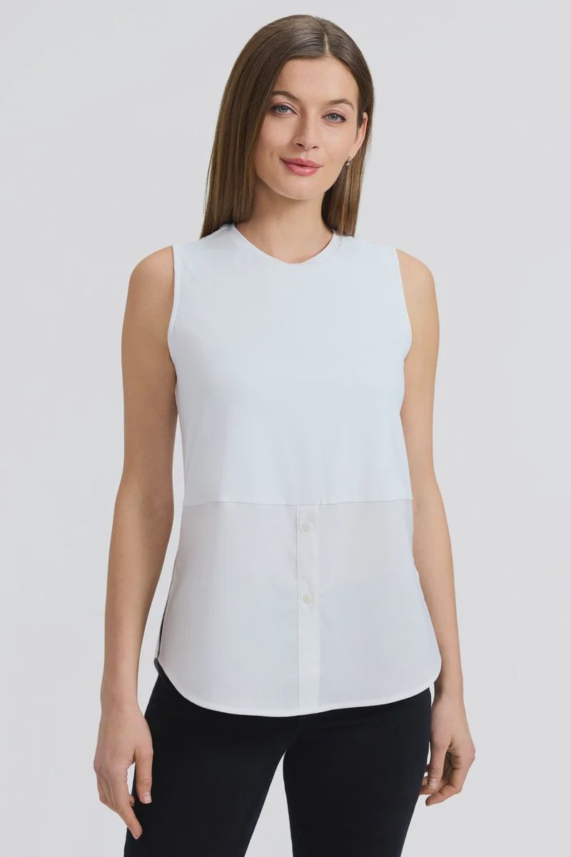 Foxcroft Jesse Crew Neck Layering Tank (203814) White