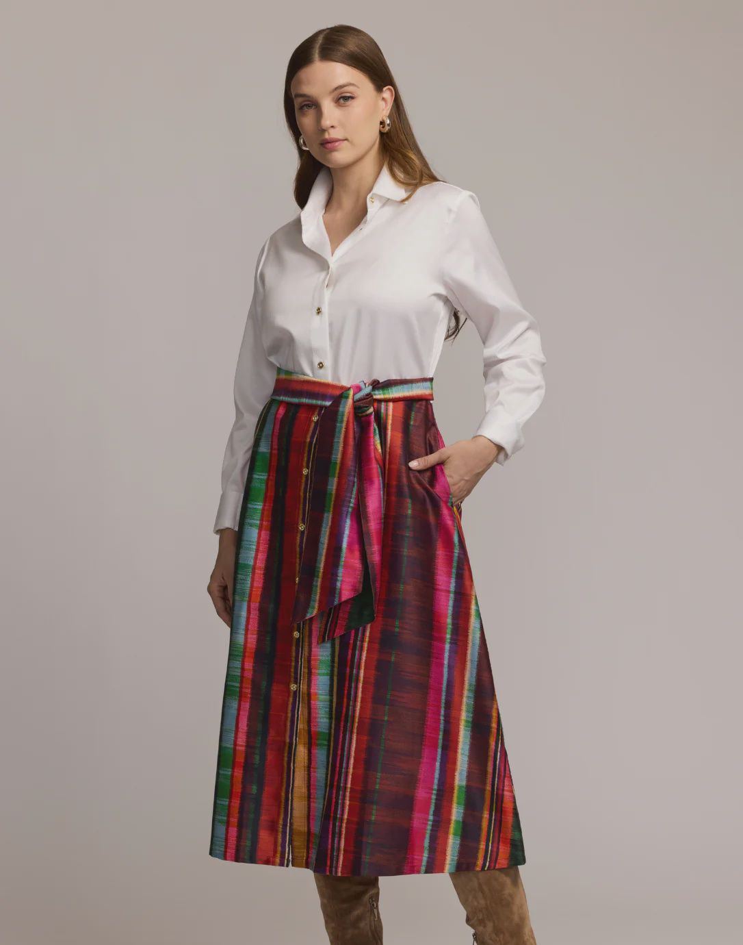 Hinson Wu Robin 3/4 Sleeve Stripe Dress (1611197)