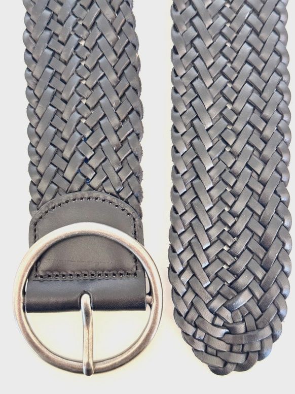 Classic Wide Braided Leather Belt in Black