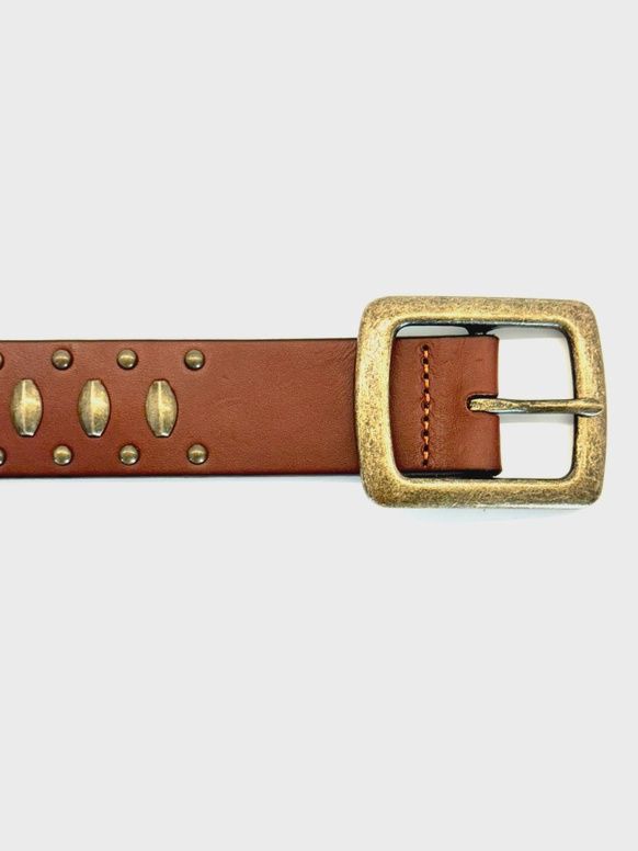 Cognac Leather with Aged Brass Studs