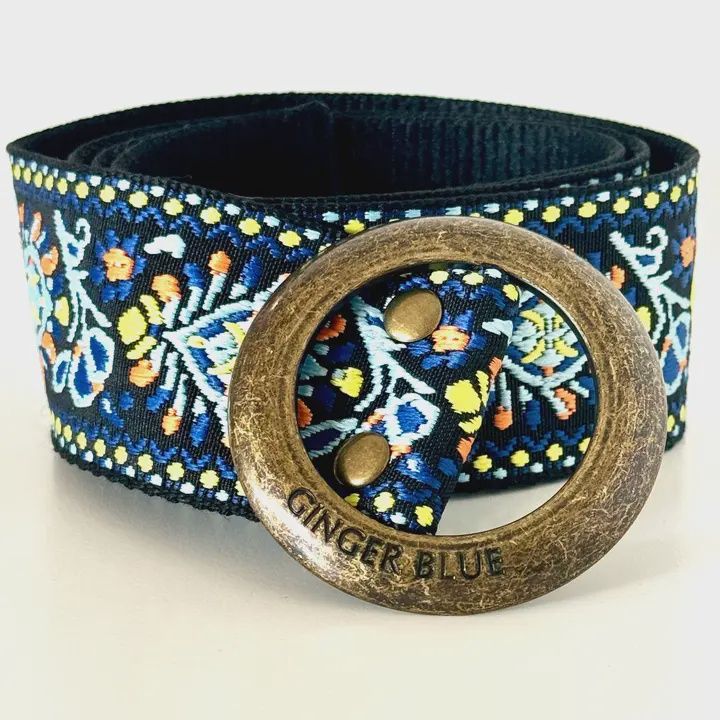 Embroidered Belt - Blue