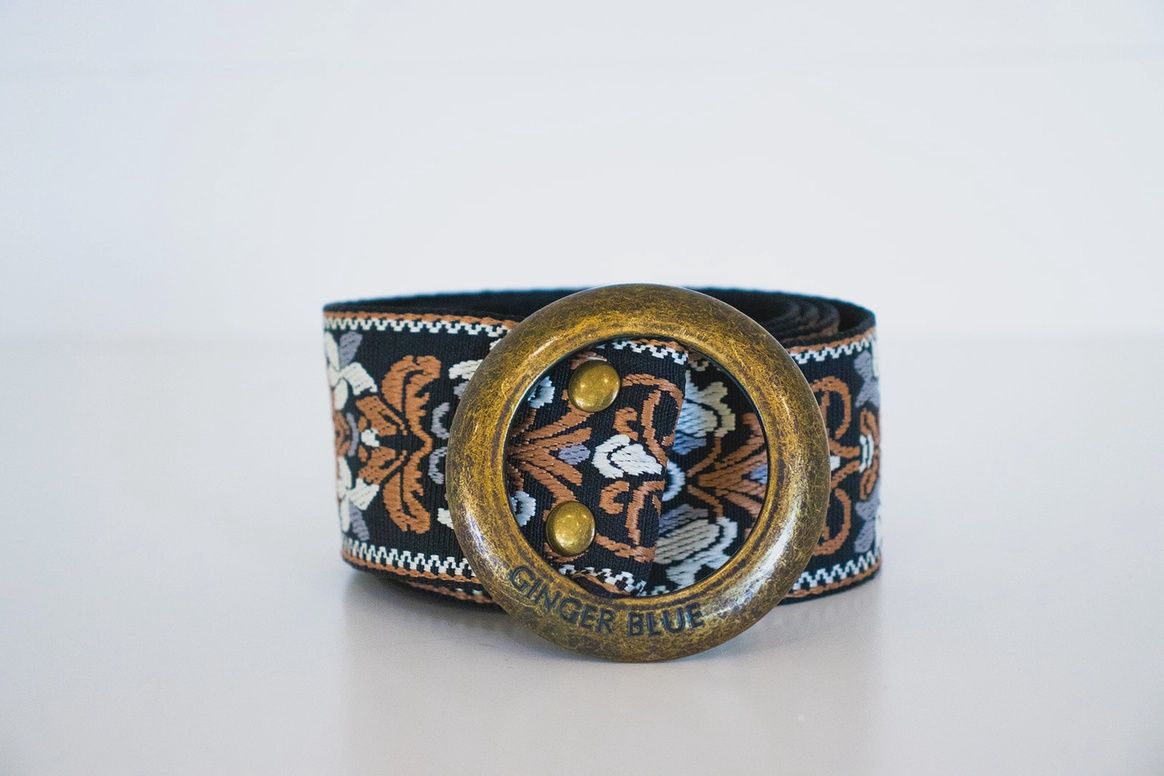 Embroidered Belt - Black/Gray/Camel/White