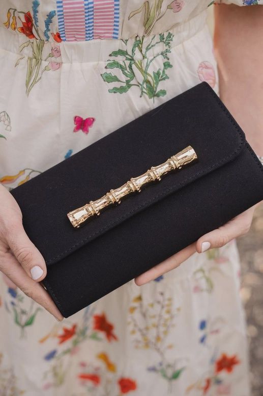 Avery Black Canvas Clutch