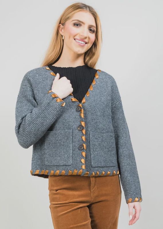 Lisette L Sierra Ribbon Weave Sweater (1401-1366) Heather Gray