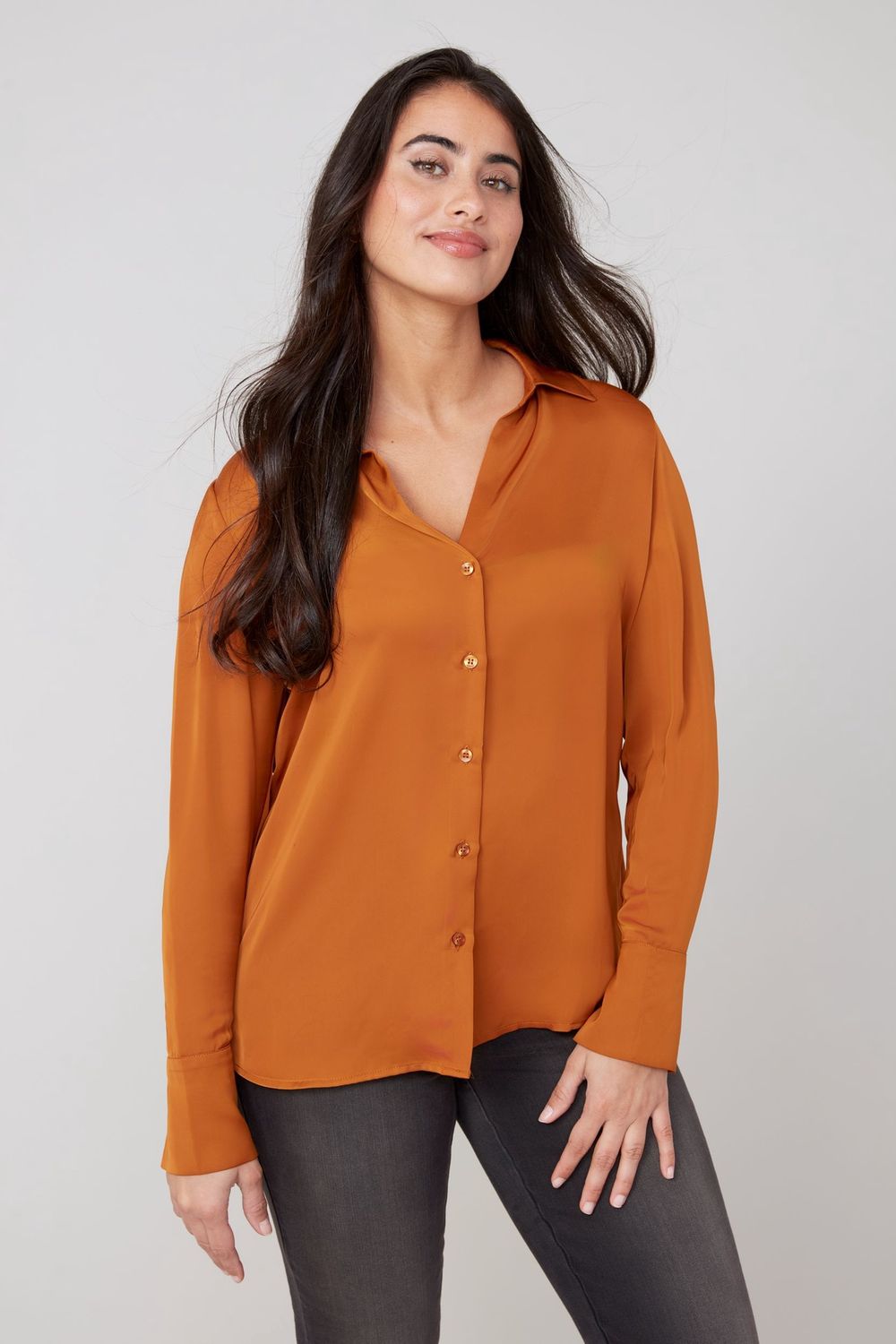 Renuar Satiny Blouse (R5199) Bronze