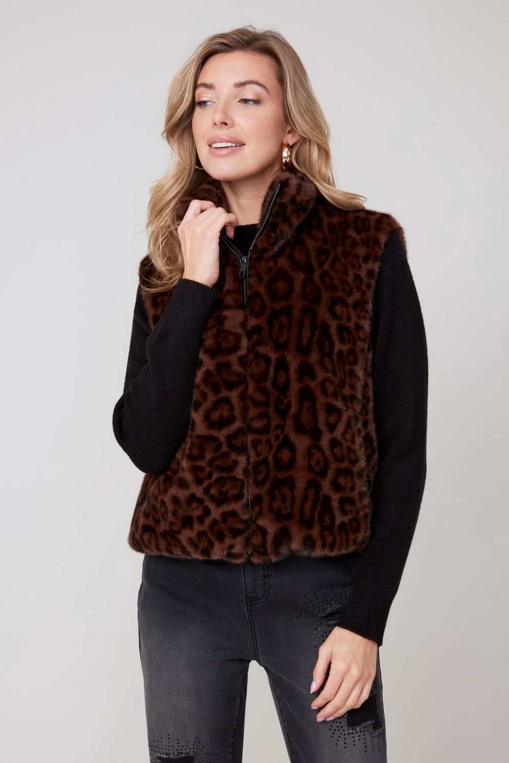 Renuar Faux Fur Vest (R3879L) Chestnut