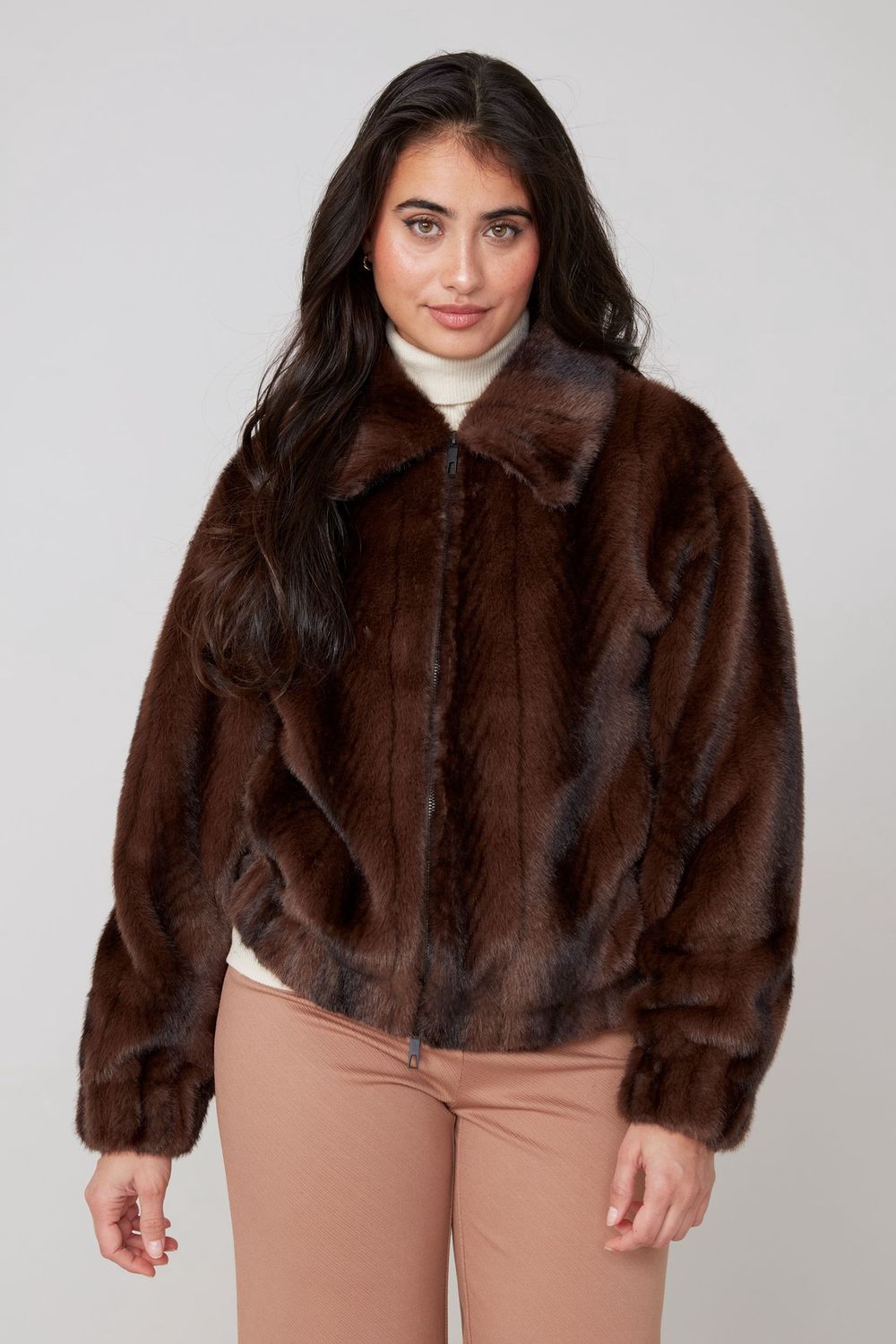 Renuar Faux Fur Jacket (R3929) Chocolate