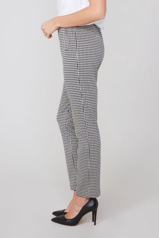 Renuar Flat Front Pants (R11039) Black &amp; White Houndstooth