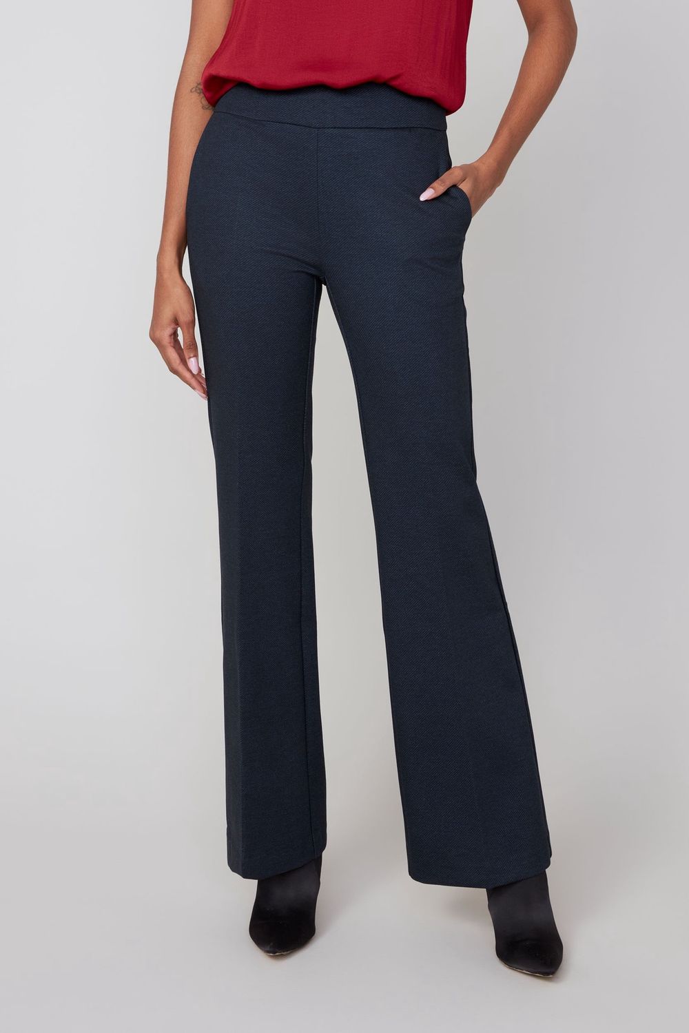 Renuar Wide Leg Pants (R10054) Navy w/Stripes