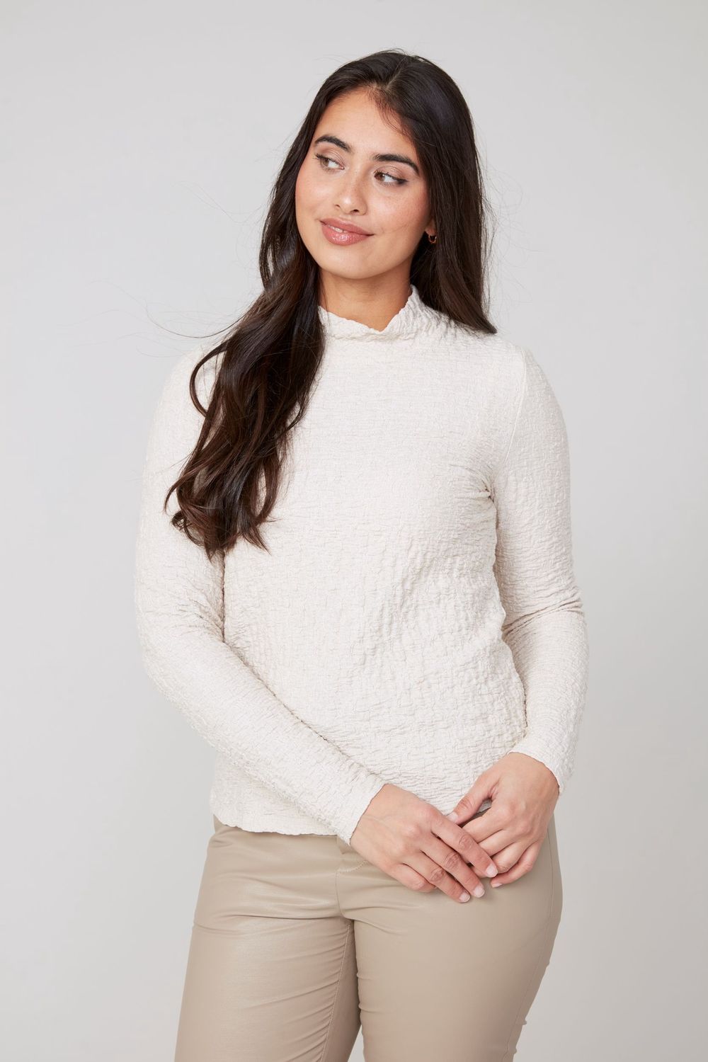 Renuar Pucker Stretch Top (R7802) Oyster