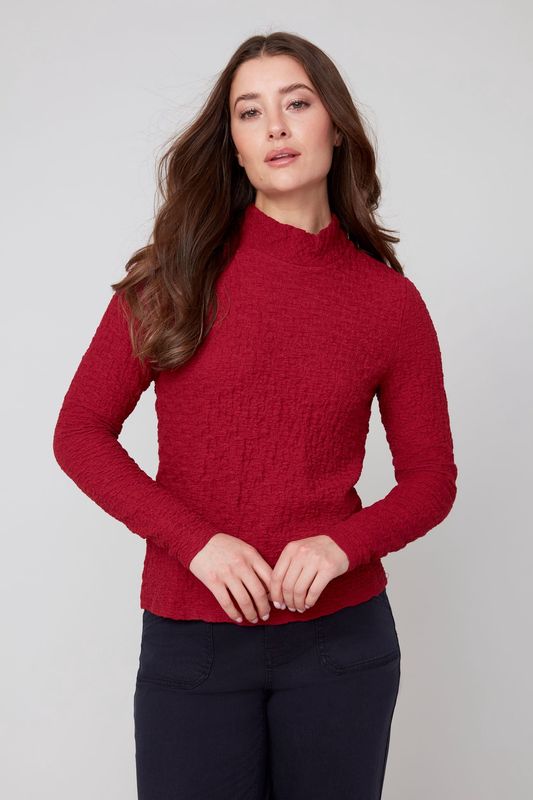 Renuar Pucker Stretch Top (R7802) Porto Red