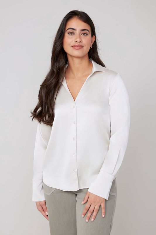 Renuar Satiny Textured Blouse (R5198) Oyster