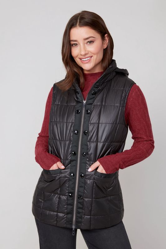 Renuar Hooded Puffer Vest (R3907L) Black