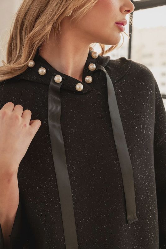 Joh. Francine Pearl Hoodie (7425) Black with Glitter