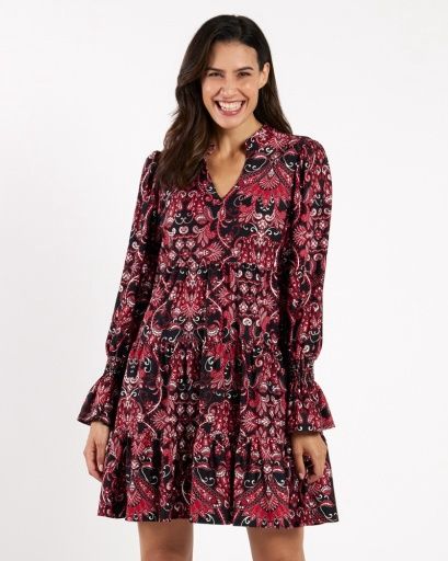 Jude Connally TAMMI Dress - Paisley Amore Red &amp; Silver
