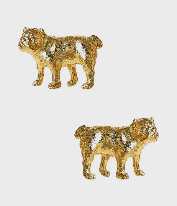 Gold Bulldog Earrings