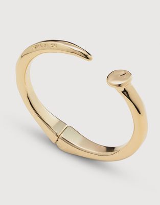 Nail Shaped Bangle Bracelet - Gold