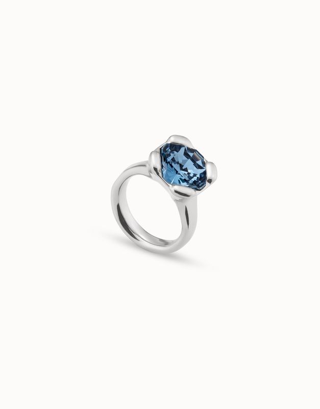 Blue Crystal Ring - Silver