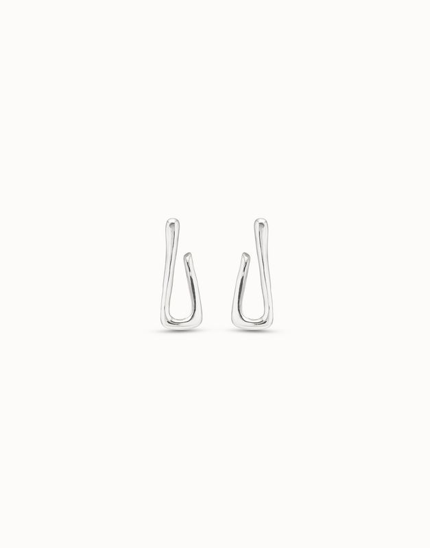 Link Shaped Hoop Earrings - Silver