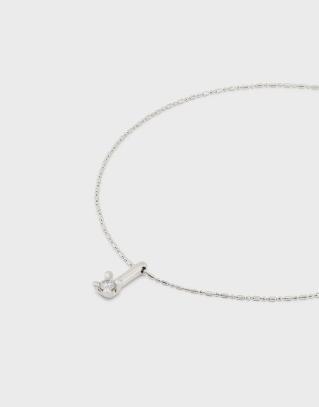 CZ Long Pendant Necklace - Silver