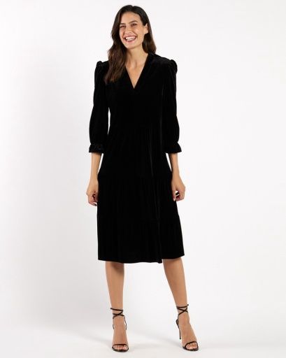 Jude Connally MAGGIE Velvet Dress - Black