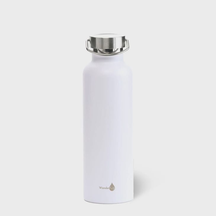 Hydrobag® - White with Silver Top Insulated Water Bottle- 1000 ml/34 oz