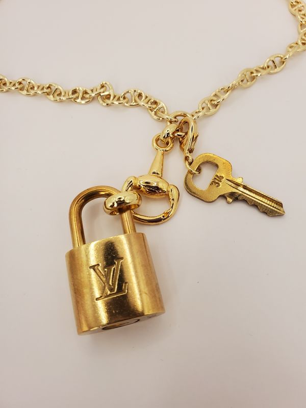 Louis Vuitton Lock &amp; Key Long Gold Equestrian Toggle Necklace