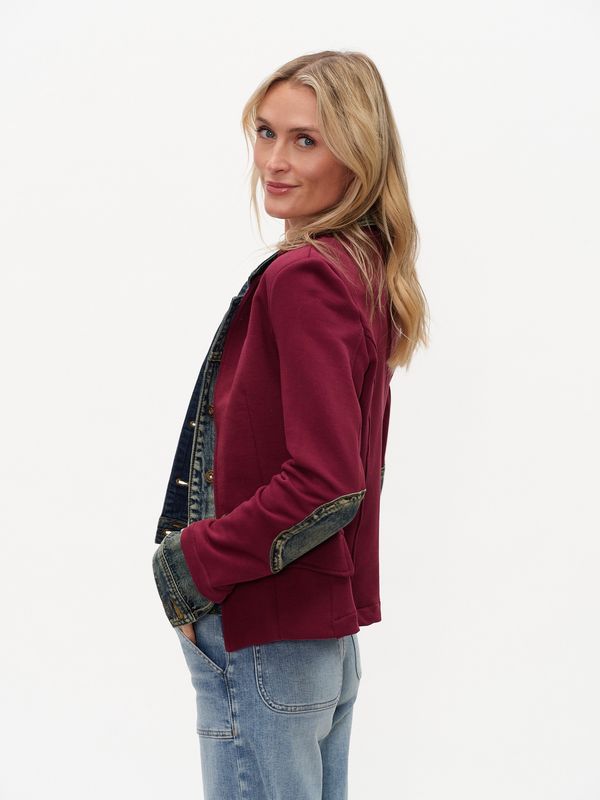 Six Fifty "Clarissa" Mixed Media Jacket - Cranberry