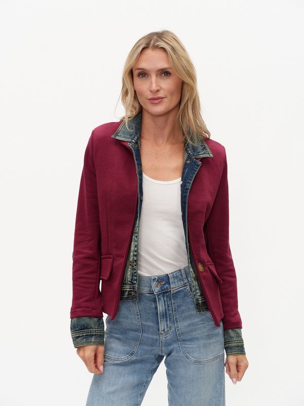 Six Fifty &quot;Clarissa&quot; Mixed Media Jacket - Cranberry