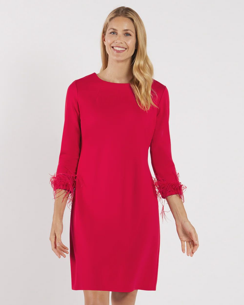 Jude Connally FRANCA Feather Ponte Dress - Red