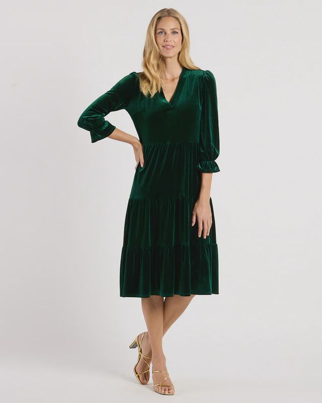 Jude Connally MAGGIE Velvet Dress - Green