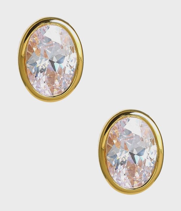 18 Kt Gold Large Bezel Oval Studs
