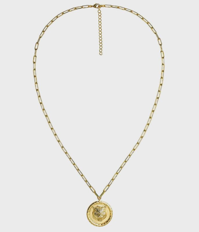 Tiger 3D Coin Gold Necklace