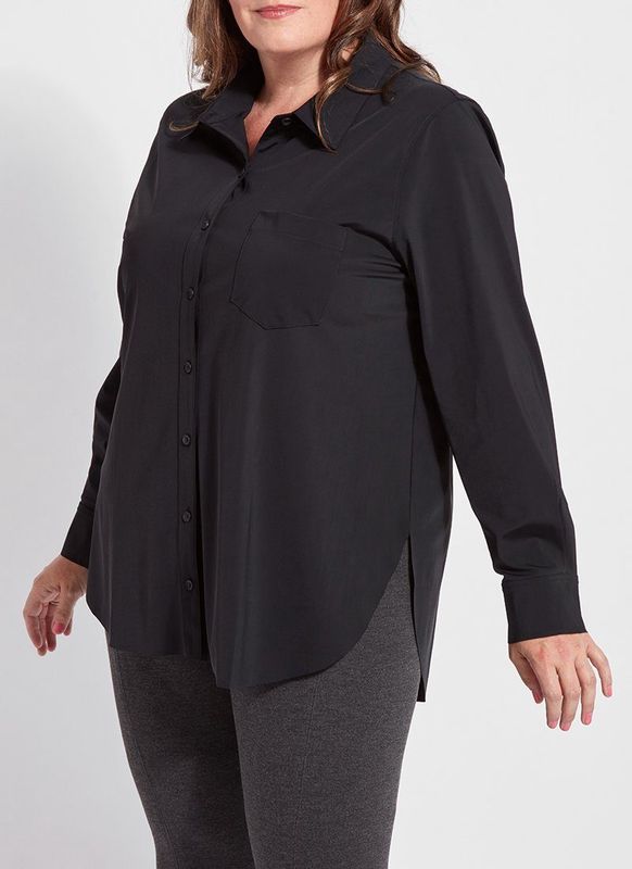 Lysse' Schiffer Button Down Shirt - Curvy - Black